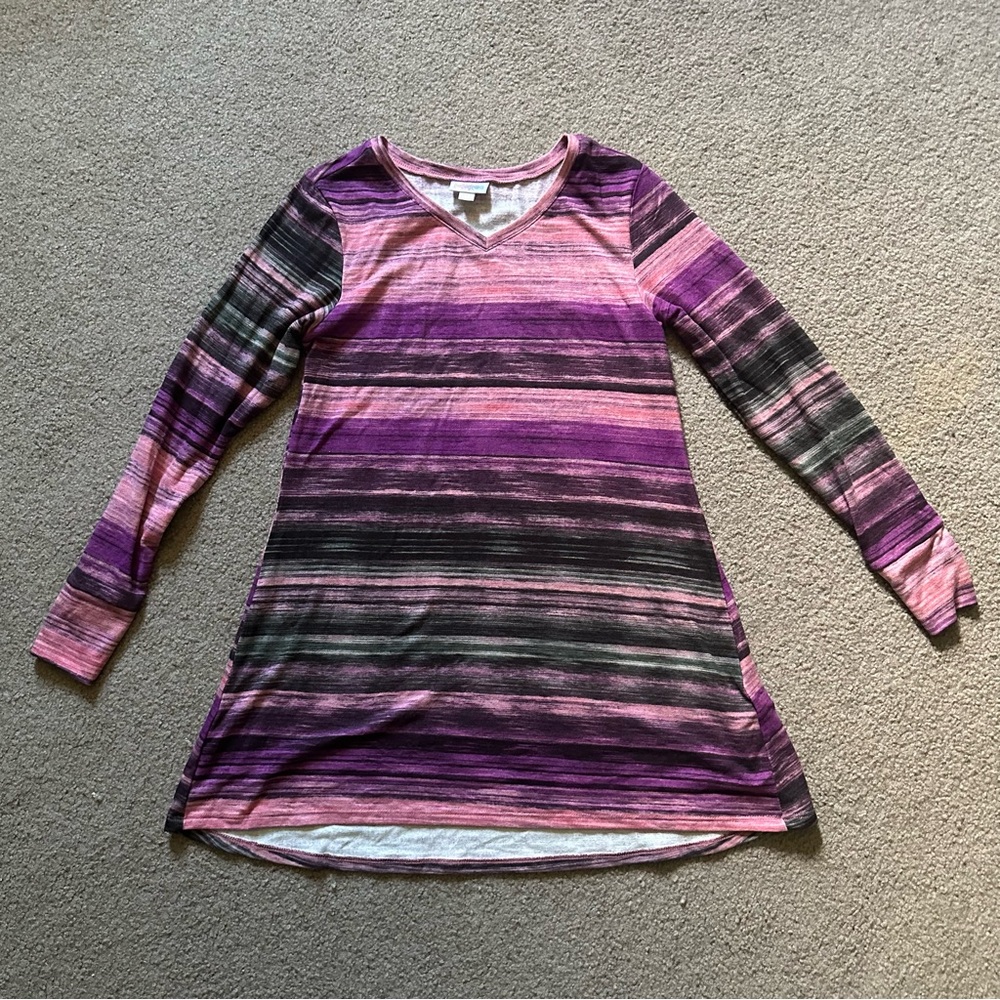 LuLaRoe Elizabeth Pink and Purple Tunic Top XXS